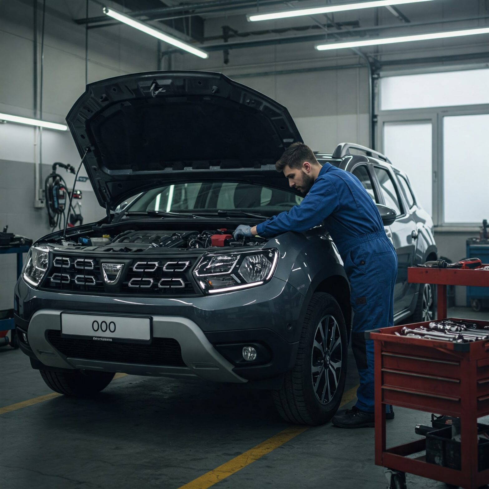 Dacia siendo reparado en taller